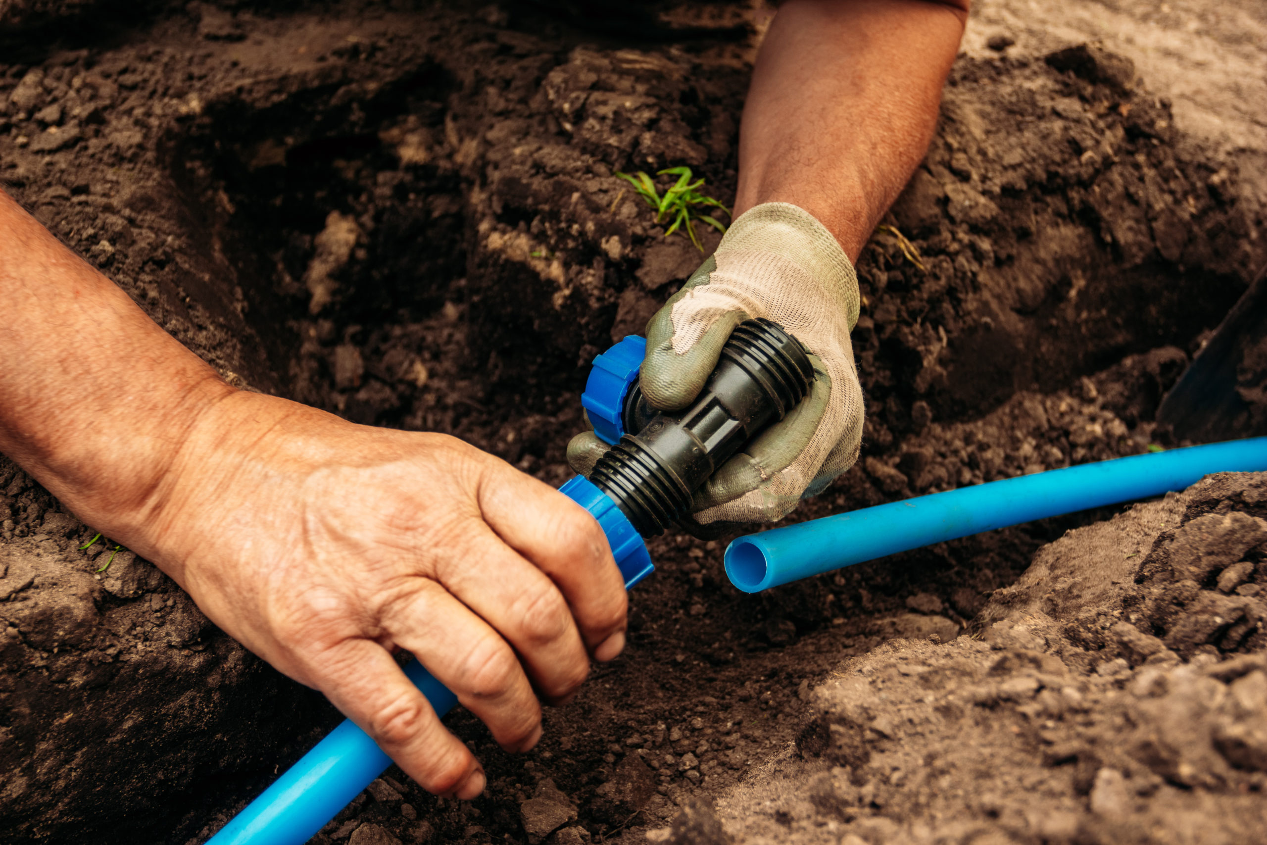 Drainage system connection for garden irrigation